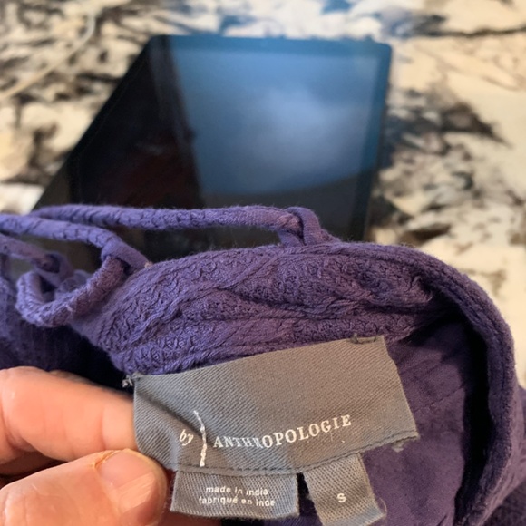 Anthropologie cropped back lace up ruffle sleeve top. Worn a few times - Picture 3 of 4